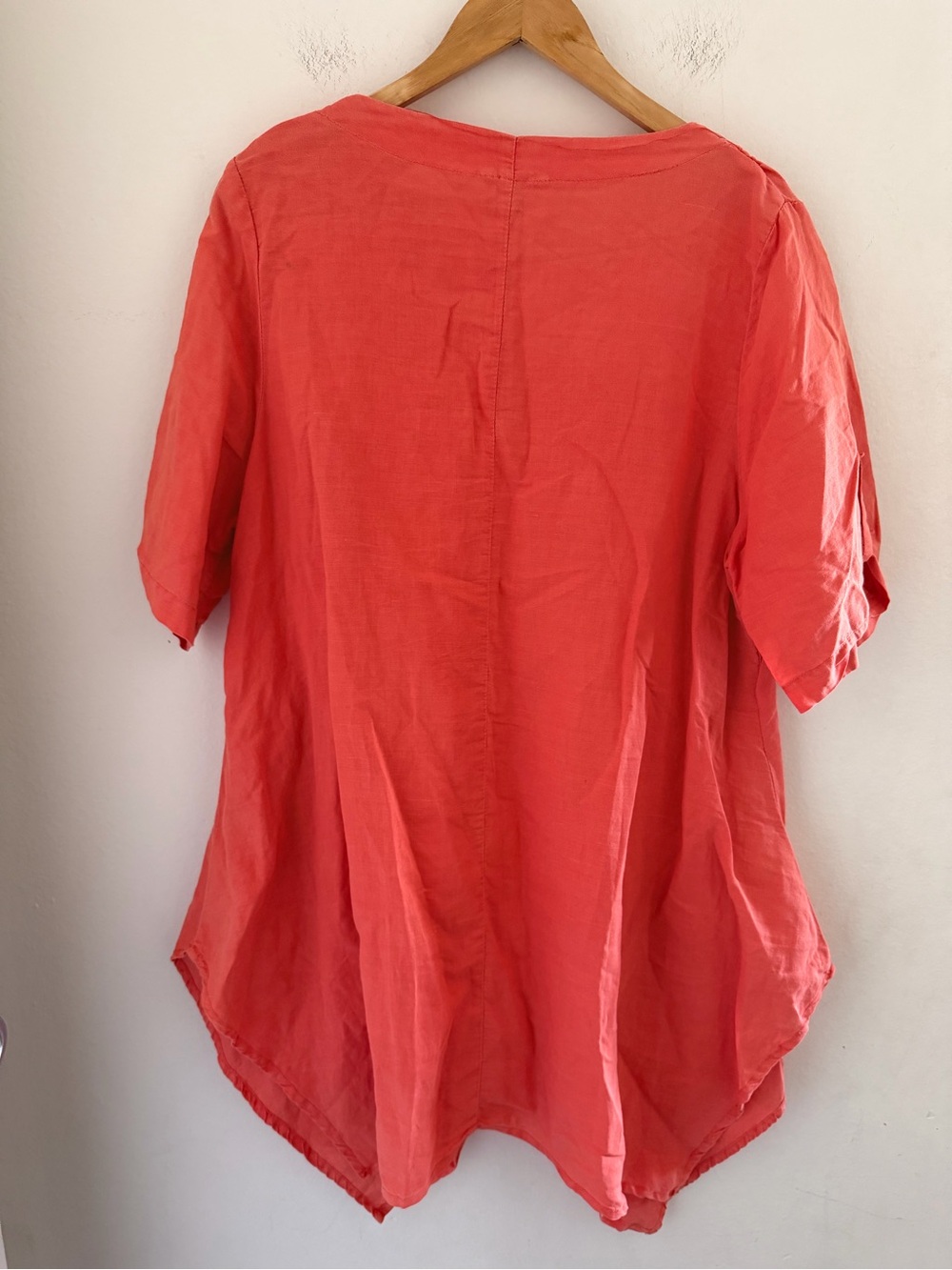 Catwalk Studio Coral Ramie Cotton Blend Lagenlook Tunic Top Dress Pockets S/M - Picture 3 of 8